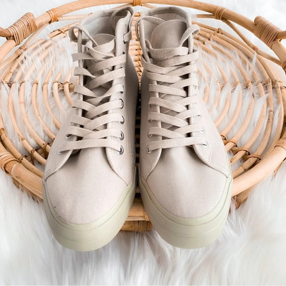 Vagabond Teddie Khaki Trainers High Top Sneakers Lace Up Beige Tan Platform - Picture 15 of 16